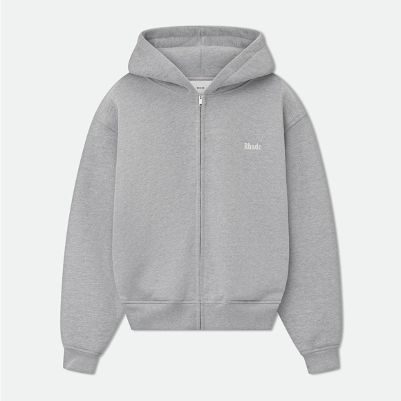 Rhude Classique Full-Zip Hoodie 'Heather Grey' Size L New With Tags